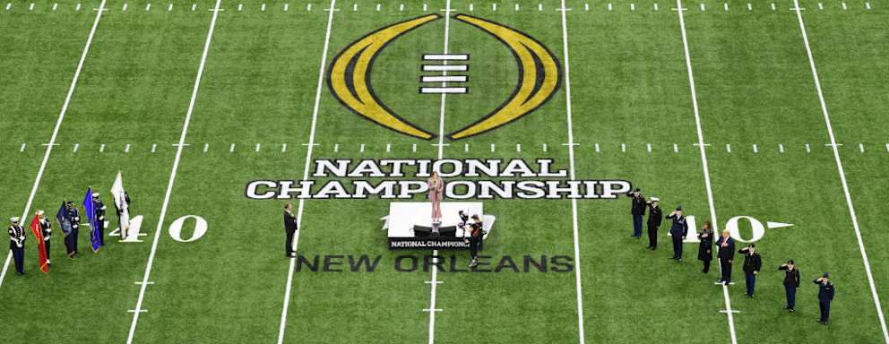 Singer Lauren Daigle performs the national anthem prior to the College Football Playoff National Championship between Clemson and LSU in New Orleans, Louisiana, on January 13, 2020.