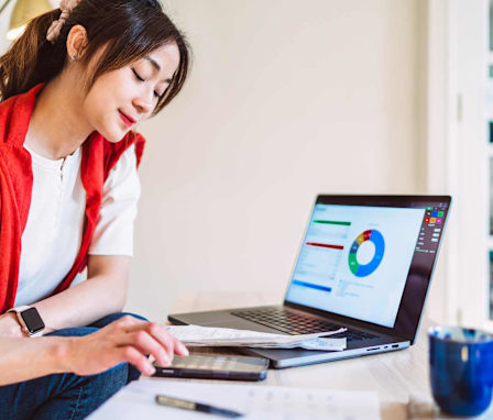 Accounting student working on laptop