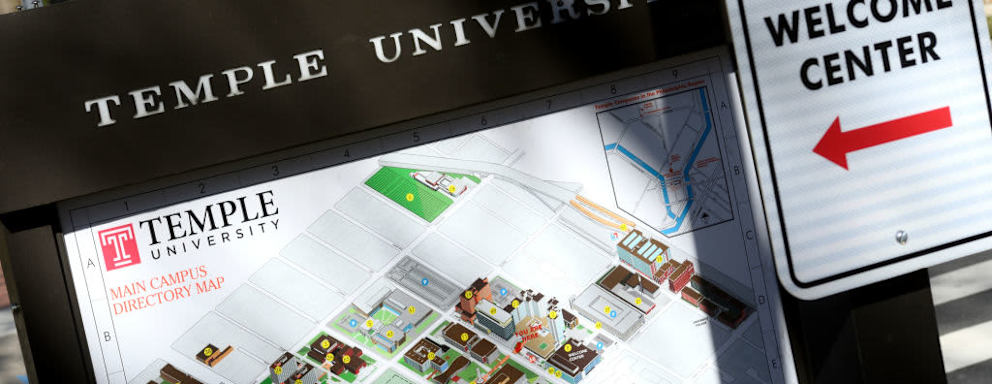 General view of campus life at Temple University, in Philadelphia, PA, on a frisk early spring day of March 27, 2019. To harness a further outbreak of the mumps the Philadelphia Health Department offers this week two free walk-in clinics to students, faculty and staff. The multi-campus public university is home to more than 40.000 students, as well as 4.000 academic staff. (Photo by Bastiaan Slabbers/NurPhoto via Getty Images)