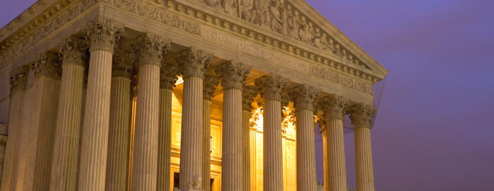A photo of the United States Supreme Court at Twilight