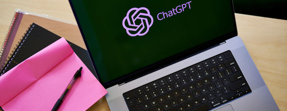The ChatGPT logo on a laptop computer