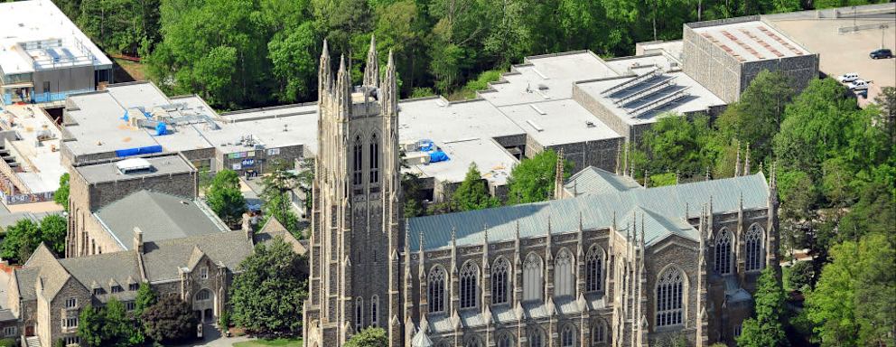 Aerial view of Duke University chapel