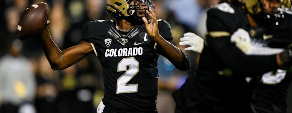 Football quarterback Shedeur Sanders of the Colorado Buffaloes passes in the third quarter against the Colorado State Rams at Folsom Field on September 16, 2023 in Boulder, Colorado.