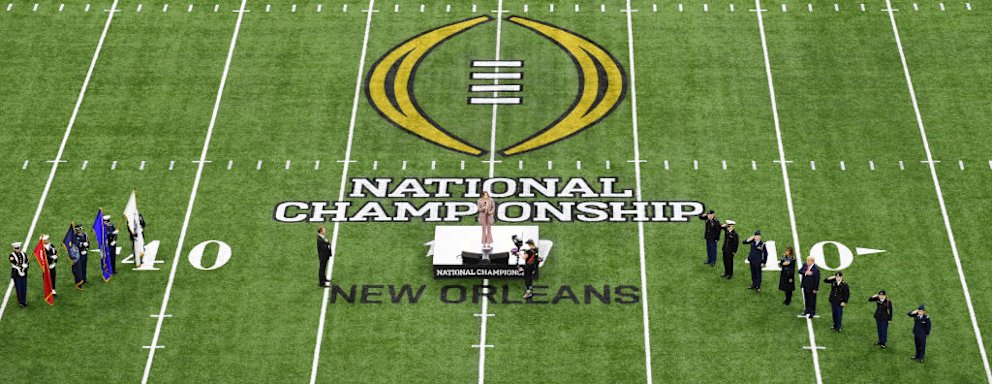 Singer Lauren Daigle performs the national anthem prior to the College Football Playoff National Championship between Clemson and LSU in New Orleans, Louisiana, on January 13, 2020.