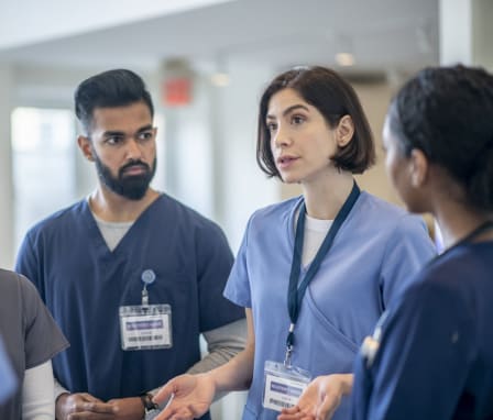 Group of nurses meeting in a hospital