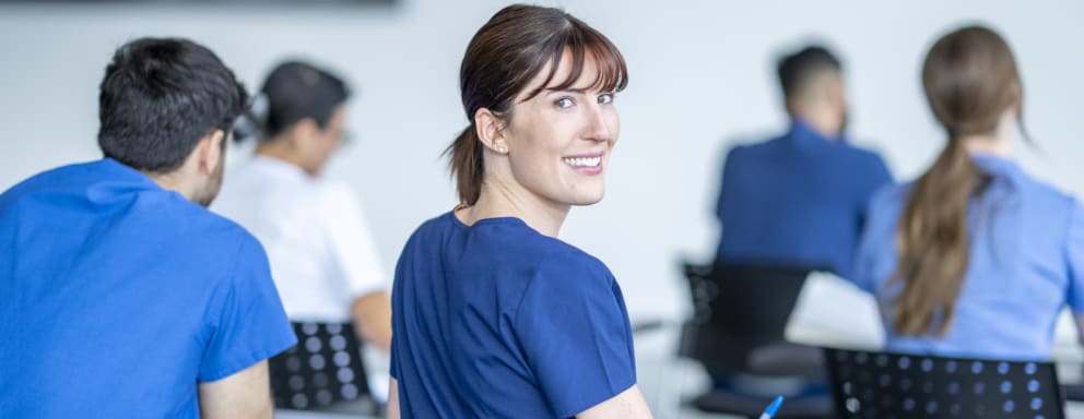 Nurse listening to a lecture