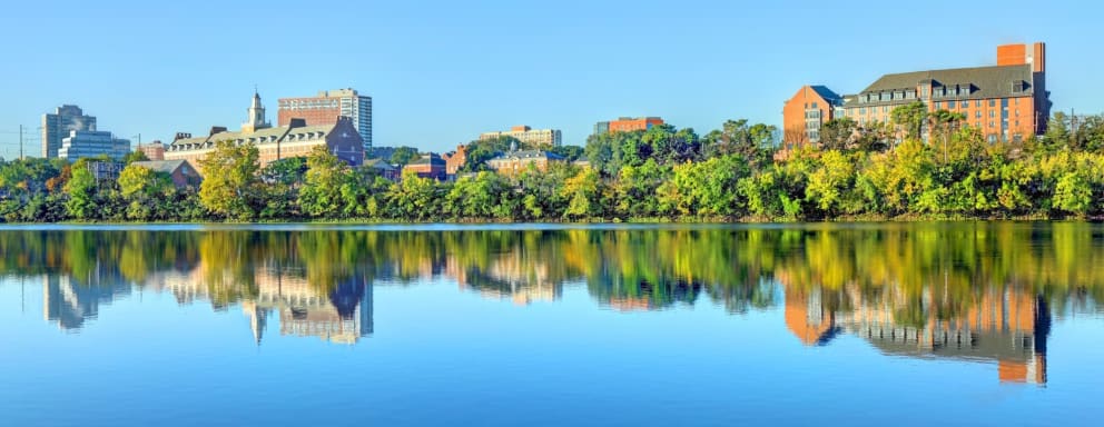 New Brunswick skyline along river