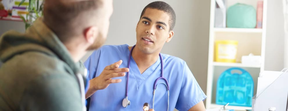 Nurse discussing treatment options with patient