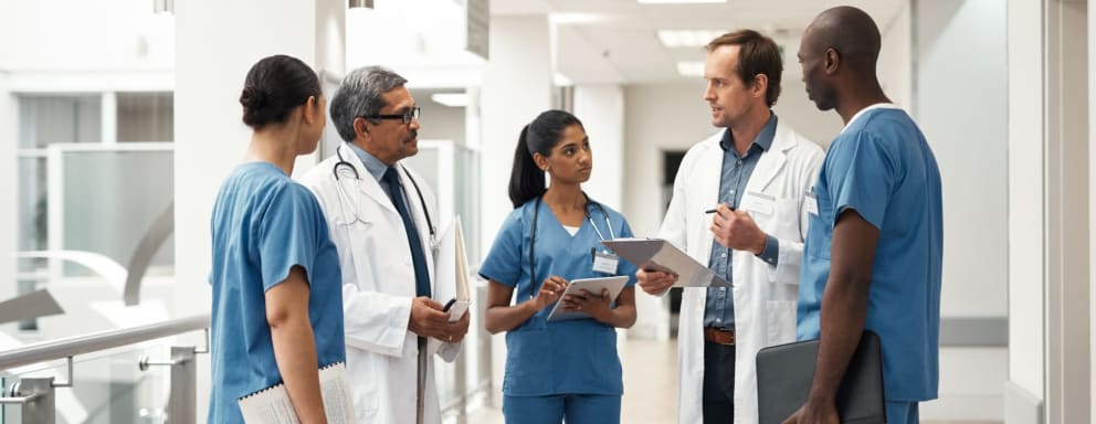 Medical team meeting together