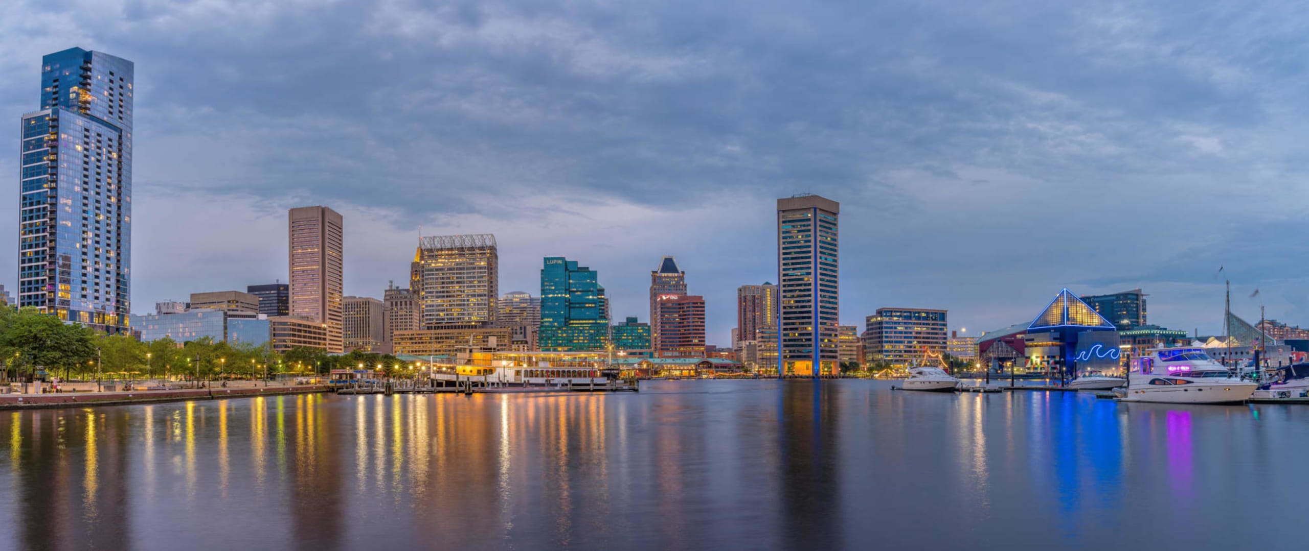 Baltimore, Maryland skyline along water