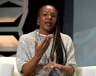 Bree Newsome Bass, artist and activist, speaking at an event in 2018.