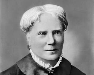 Black and white portrait photograph of Elizabeth Blackwell seated