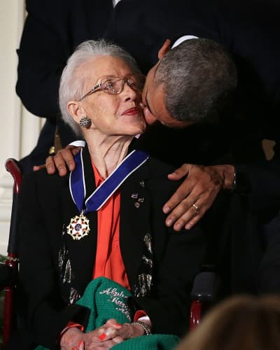 President Obama and Katherine Johnson