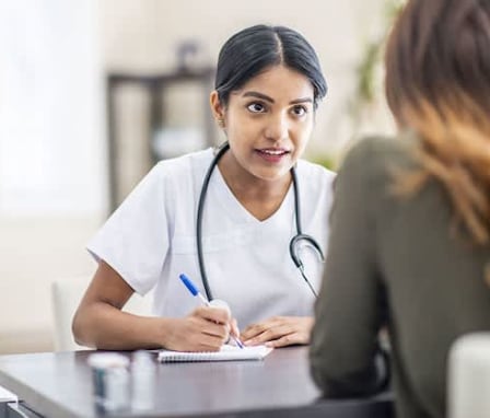 Patient talking to the doctor