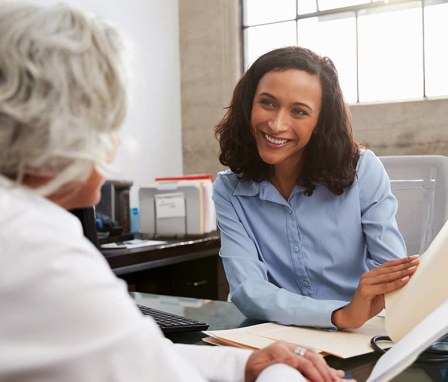 Medical professional talking with patient