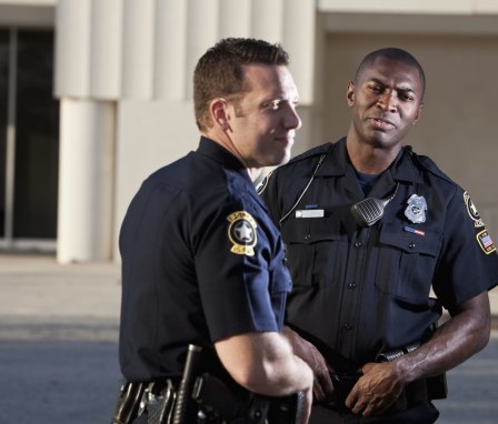 Two police officers talking