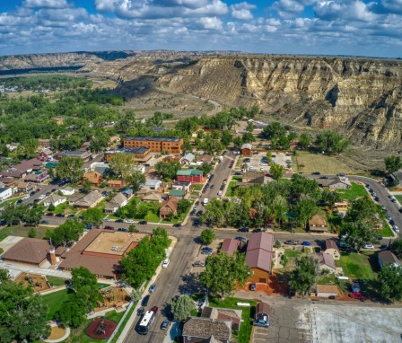 Aerial view of Medora, North Dakota