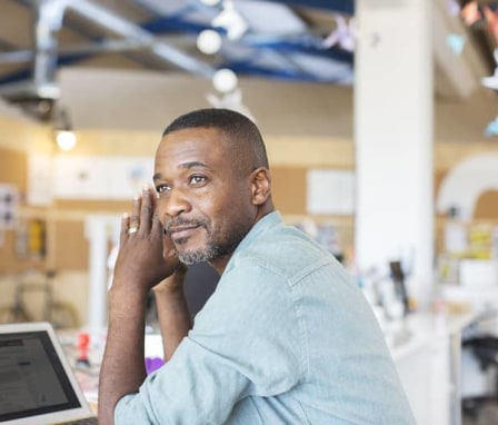 Man working on laptop