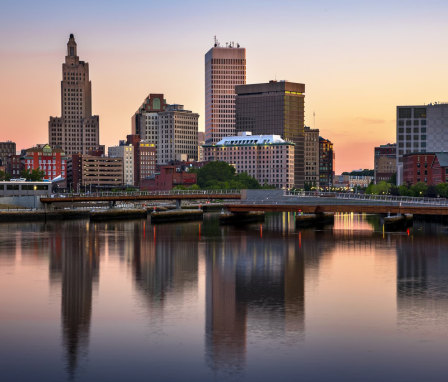 Providence, Rhode Island skyline at sunrise