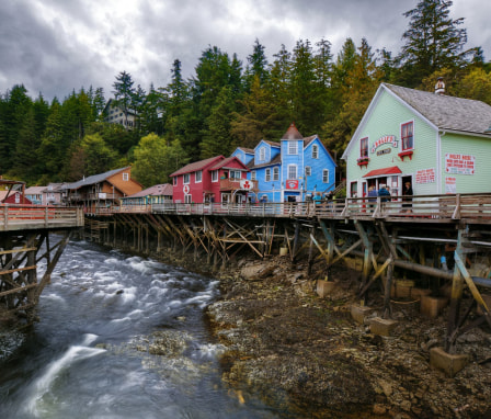 Creek Street in downtown Fairbanks, Alaska