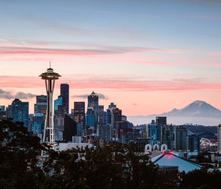 Seattle skyline at sunrise