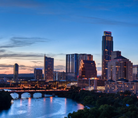 Austin, TX skyline in the evening