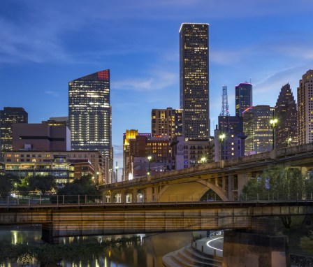 Downtown Houston, Texas at nighttime