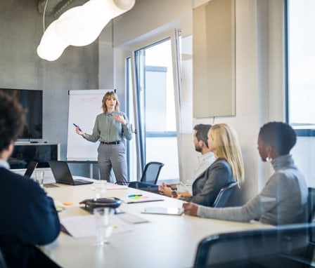 Colleague in a meeting room talking