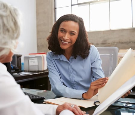 Medical professional talking with patient