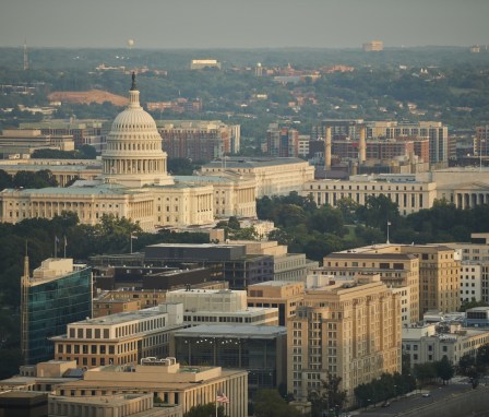 Aerial of the United States Capitol and the Federal Triangle