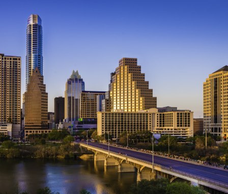 Austin, Texas skyline at golden hour