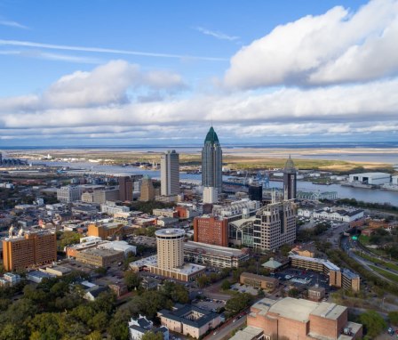 Downtown Mobile, Alabama in daytime