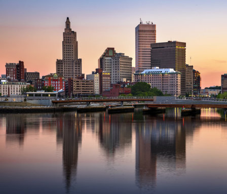 Providence, Rhode Island skyline at sunrise