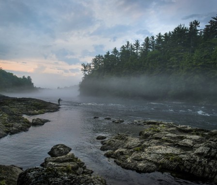 Foggy Kennebec River in Maine