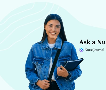 Student holding notebook and smiling with text overlay: