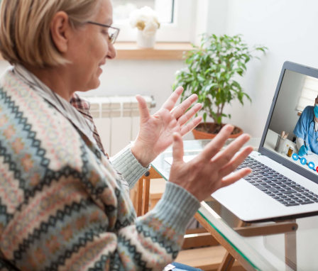 Elderly patient on telehealth appointment