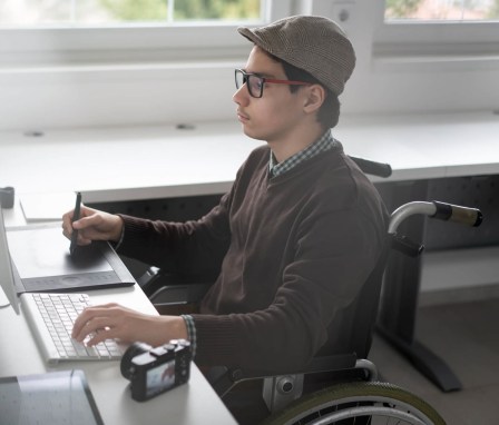 Student with disability using computer