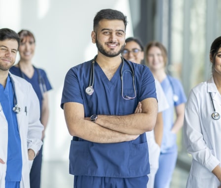Group of nurses standing together and smiling