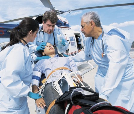 Medical team with patient