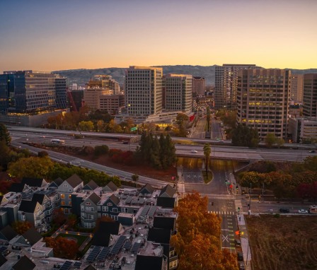 San Jose, California skyline at sunrise