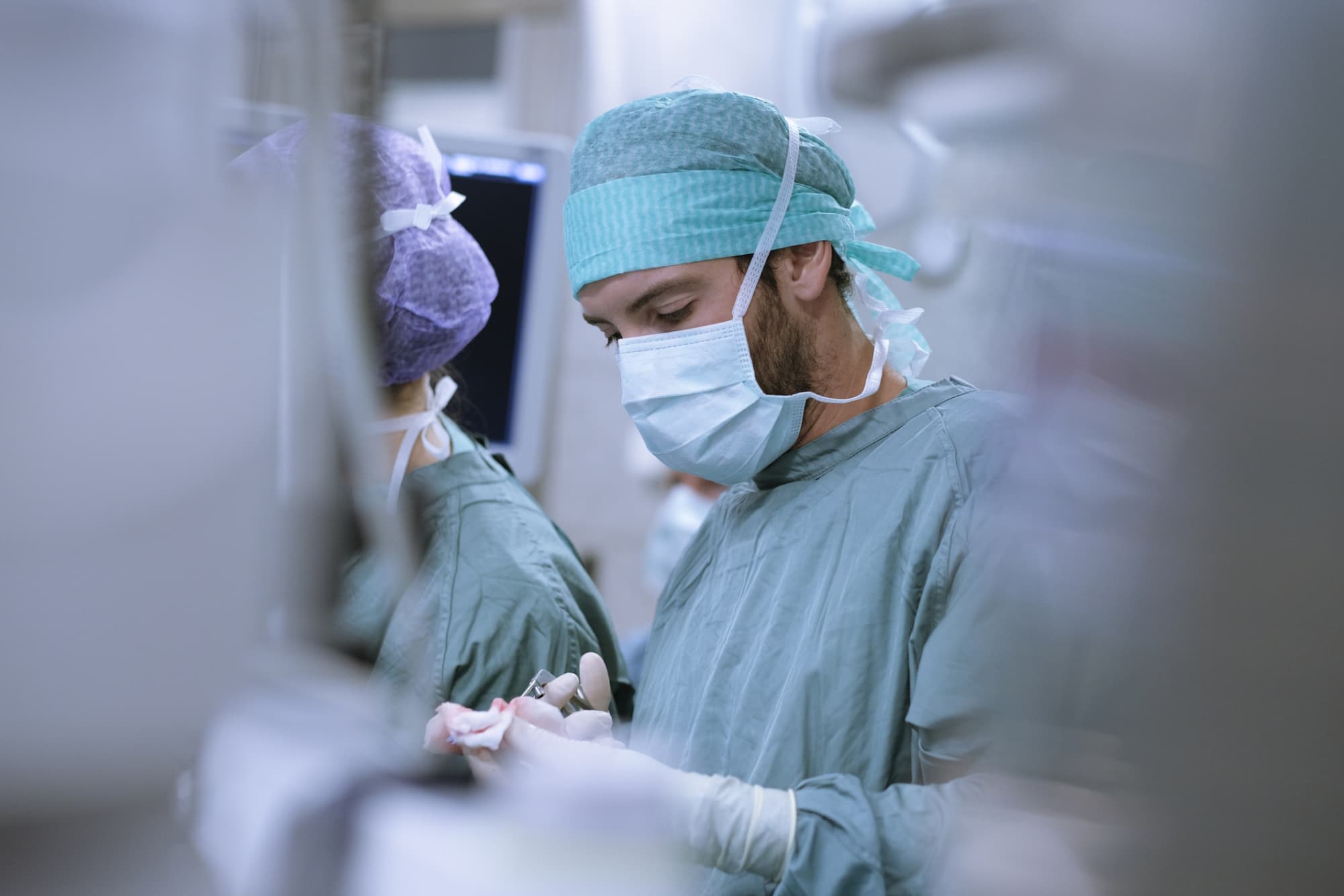 Surgical nurse at work during an operation