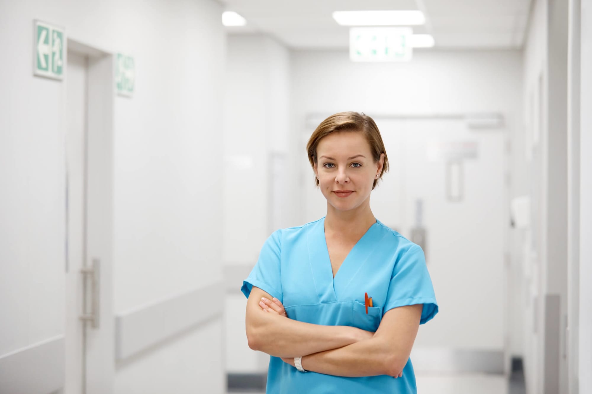 Confident female nurse in hospital