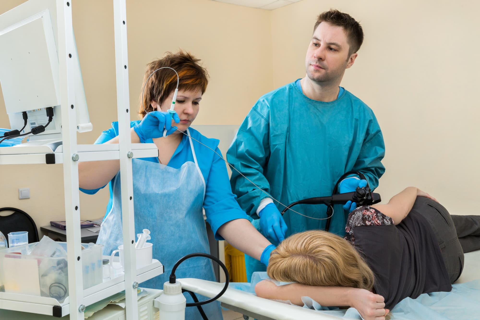 patient at a reception at the endoscopist