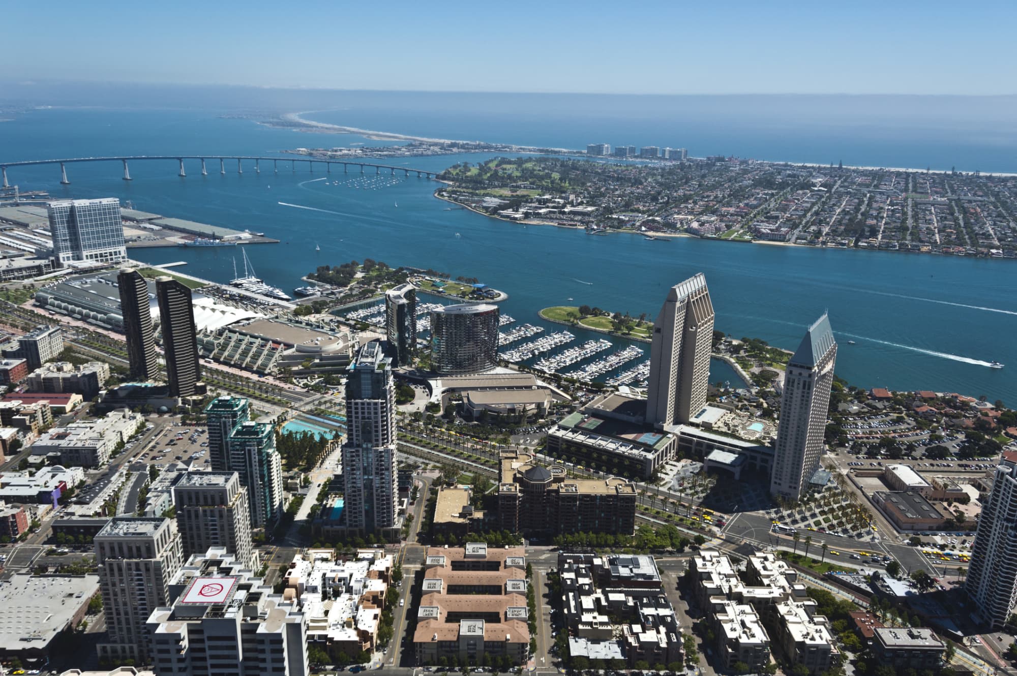 Aerial view of San Diego and the San Diego Harbor