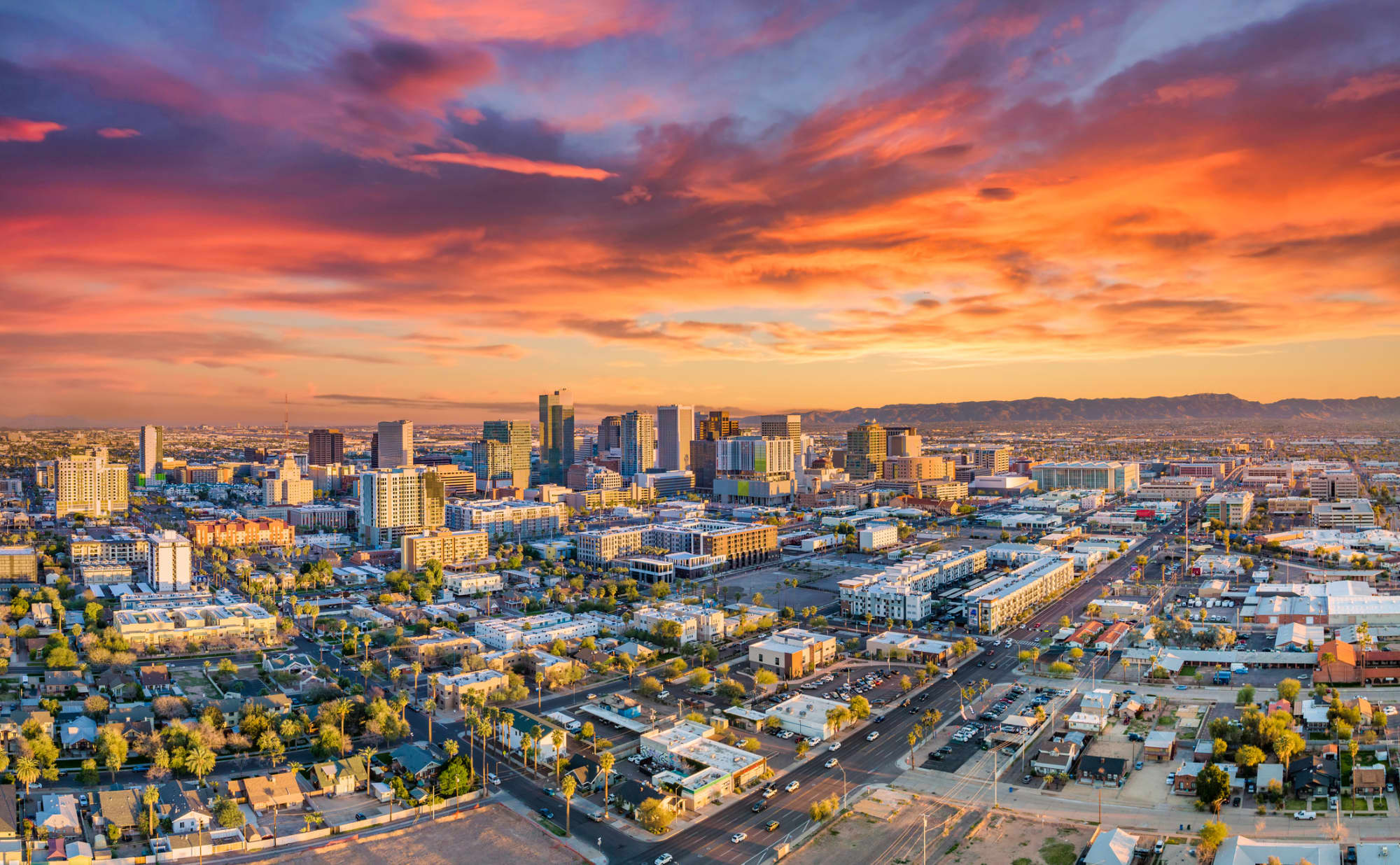 Phoenix, Arizona skyline at sunset