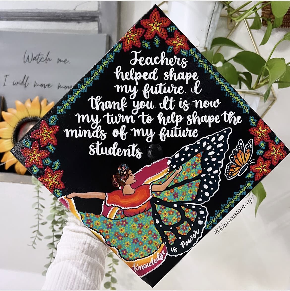 Handmade Graduation Cap Topper, Graduation Cap Decorations, What Feels Like The End, Black