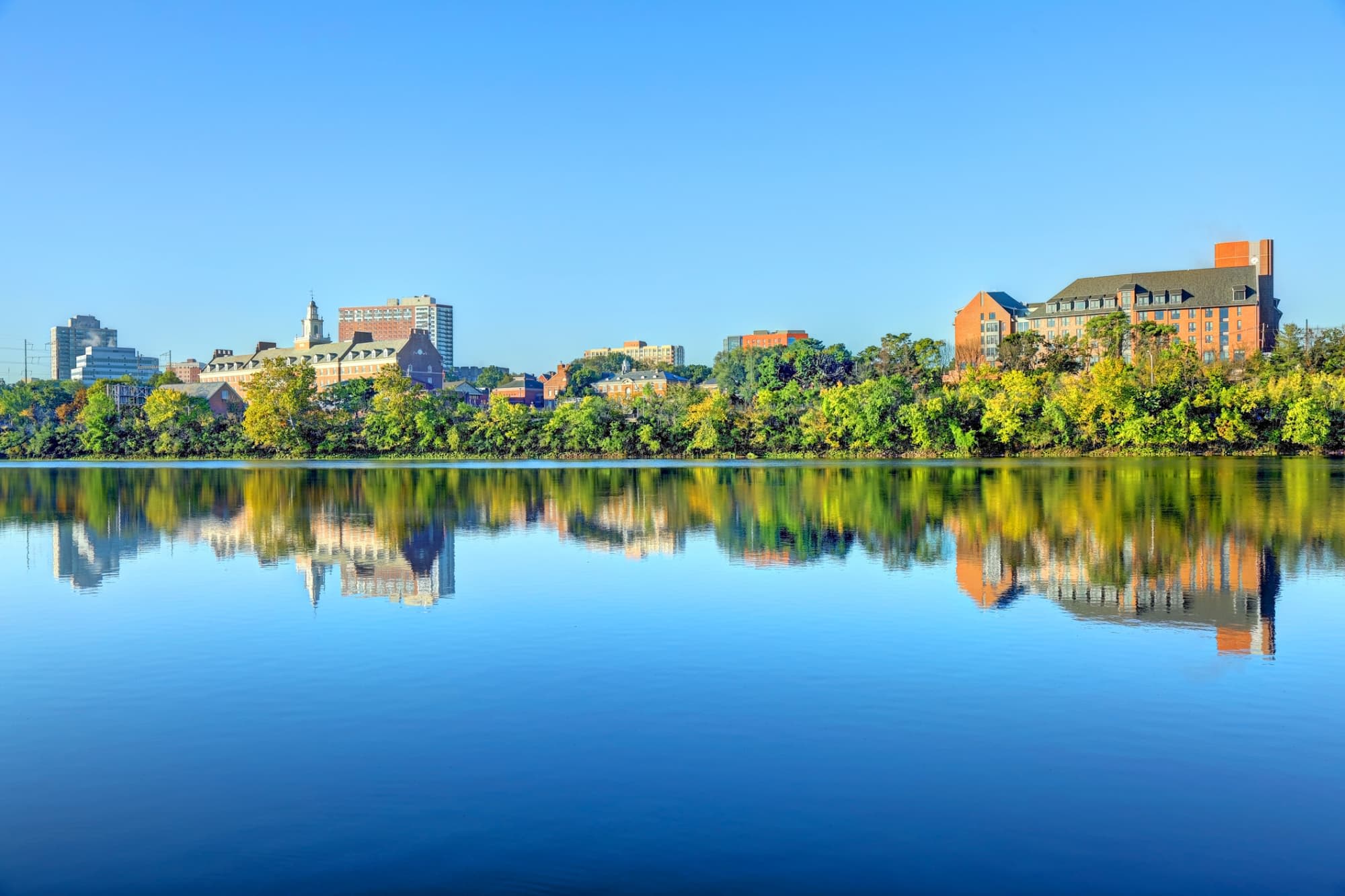 New Brunswick skyline along river