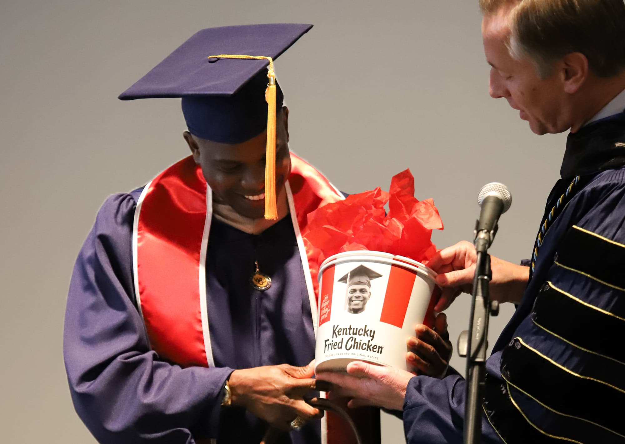 Kevon being awarded at his graduation ceremony.