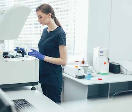 Lab tech working with samples