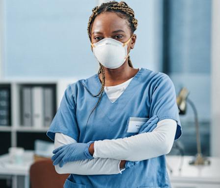 Nurse wearing a mask in a hospital